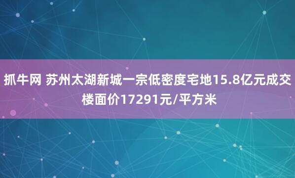抓牛网 苏州太湖新城一宗低密度宅地15.8亿元成交 楼面价17291元/平方米